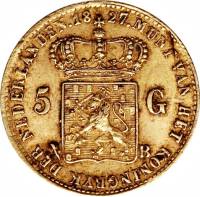 () Монета Нидерланды (Голландия) 1826 год 5  ""   Биметалл (Платина - Золото)  UNC