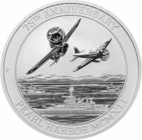(2016) Монета Тувалу 2016 год 1 доллар "Пёрл-Харбор"  Серебро Ag 999  PROOF