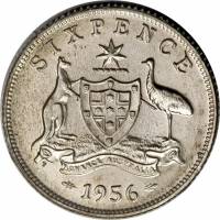 () Монета Австралия 1955 год 6000  ""   Биметалл (Серебро - Ниобиум)  UNC