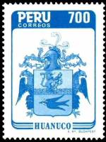 (№1986-1316) Марка Перу 1986 год "Город уануко оружия", Гашеная