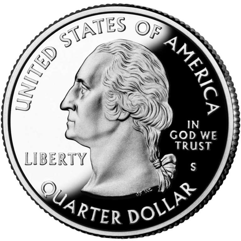 023s Монета США 2014 год 25 центов Арчес  Медь-Никель  UNC