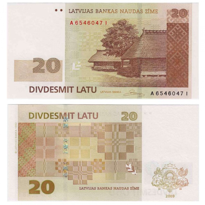 (2009) Банкнота Латвия 2009 год 20 лат &quot;Этнографический музей&quot;   XF