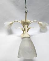 Люстра потолочная 3 рожковая плафоны матовое белое стекло CCCP  (сост. Б/у)