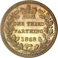 (№1866km750) Монета Великобритания 1866 год 1/3 Farthing