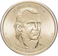11p Монета США 2009 год 1 доллар Джеймс Нокс Полк 2009 год Латунь  UNC