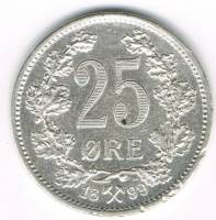 (№1896km360) Монета Норвегия 1896 год 25 Oslash;re