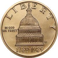 (1989w) Монета США 1989 год 5 долларов   200 лет Конгрессу США  AU