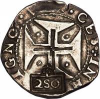 (№1663km33.1) Монета Бразилия 1663 год 250 Reacute;is (Portugal-Evora Mint 200 Reis, KM#51. (Value 5