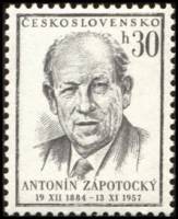 (1957-051) Марка Чехословакия "А. Запотоцкий (Черная А)"    Смерть Антонина Запотоцкого II Θ
