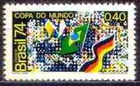 (№1974-1445) Марка Бразилия 1974 год "Дань победителю Кубка мира", Гашеная