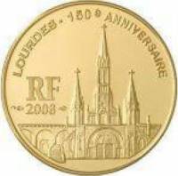 (№2008km1565) Монета Франция 2008 год 100 Euro (Лурдес)