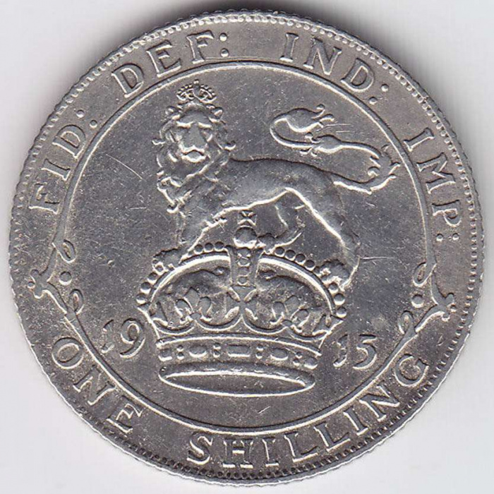 (1915) Монета Великобритания 1915 год 1 шиллинг &quot;Георг V&quot;  Серебро Ag 925  XF