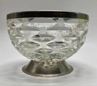 Ваза конфетница на ножке, хрусталь, металл, СССР