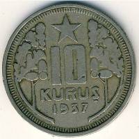 (№1935km863) Монета Турция 1935 год 10 Kuruş