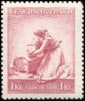 (1937-006) Марка Чехословакия "Мать с ребёнком (Розовая)"    День матери III Θ
