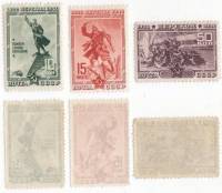 1940-55 56 58 Серия Набор марок 3 шт СССР Перф лин 12¼  Перекоп 20 лет штурма III O