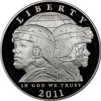 (2011p) Монета США 2011 год 1 доллар   Армия США Серебро Ag 900  PROOF