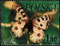 (1977-034) Марка Польша "Аполлон"    Бабочки II Θ