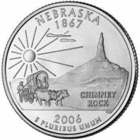 (037s) Монета США 2006 год 25 центов "Небраска"  Медь-Никель  PROOF
