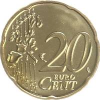 (2000) Монета Бельгия 1999 год 20 центов  1 тип. Альберт II Северное золото  UNC