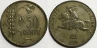 1925 Монета Литва 50 центов Всадник  Бронза  VF
