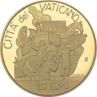 (01) Монета Ватикан 2002 год 20 евро "Ноев ковчег" 1. Золото Золото Au 917  PROOF
