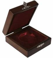 Футляр деревянный, для монеты 3 руб. РФ, в капсуле. Россия, #КМ46