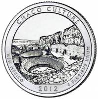 (012p) Монета США 2012 год 25 центов "Чако"  Медь-Никель  UNC