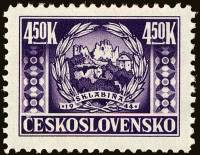 (1945-049) Марка Чехословакия "Город Склабина" ,  III O
