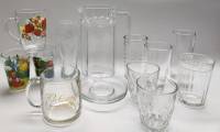 Кружки чашки Стаканы Блюдца и Кувшин стекло (14 предметов)