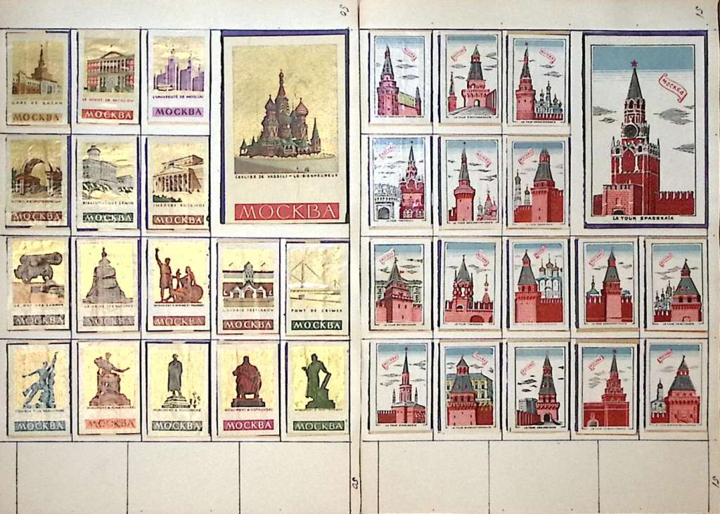 Коллекция спичечных этикеток на альбомных листах, разные темы (10 листов)