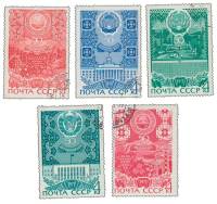 1971-003 004 046-48  Серия Набор марок (5 шт) СССР   Автономные советские республики 50 лет II Θ