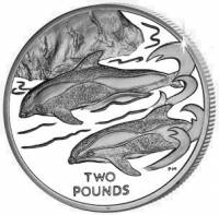 (№2015) Монета Британская Антарктическая территория 2015 год 2 Pounds (Песочные Часы Дельфин)