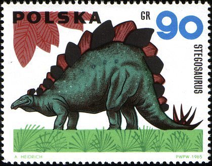 (1965-014) Марка Польша &quot;Стегозавр&quot; , III O