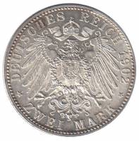 () Монета Германия (Империя) 1902 год   ""   Серебро (Ag)  XF