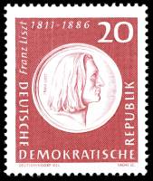 (1961-053) Марка Германия (ГДР) "Барельеф"    Ференц Лист III Θ