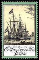 1976-034  Марка Чехословакия Корабль 'Regnier Nooms Zeeman'   Старые гравюры кораблей II Θ