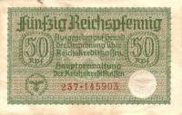 (1939) Банкнота Германия (Оккупация Европы) 1939 год 50 пфенингов    UNC