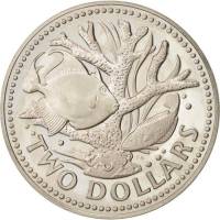 (1973) Монета Барбадос 1973 год 2 доллара "Рыбы"  Медь-Никель  PROOF