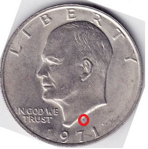 (1971d, вар. 2) Монета США 1971 год 1 доллар   Эйзенхауэр. Орёл на Луне Медь-Никель  XF
