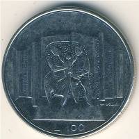 () Монета Сан-Марино 1976 год 100  ""   Никель  UNC