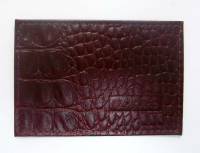 Обложка для проездного, Натуральная фактурная кожа, Кайман бордовый