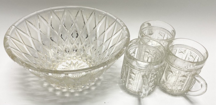 Салатник + 3 кружки хрусталь СССР