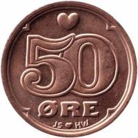 (№2014km866.4) Монета Дания 2014 год 50 Oslash;re (ЯШ сердца)