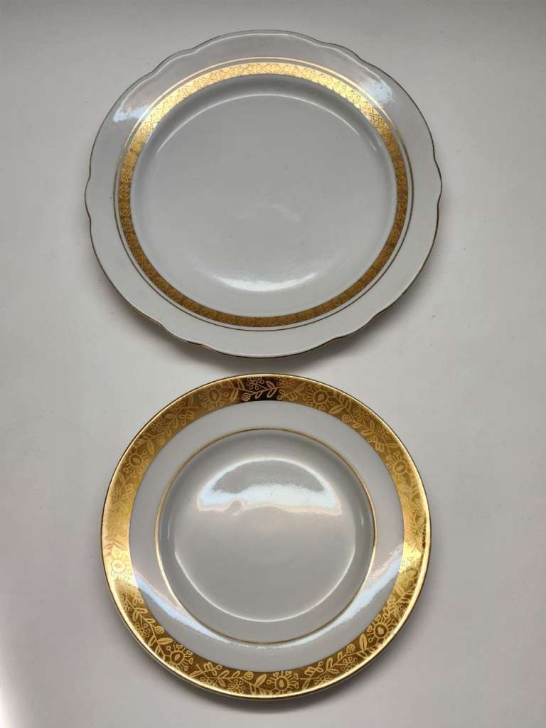 Блюдце и тарелка десертная ЛФЗ позолота