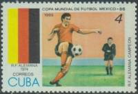 (1985-007) Марка Куба "Германия 1974"    ЧМ по футболу 1986 Мексика III Θ