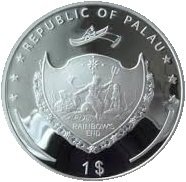 () Монета Палау 2010 год 1  ""   Медь, покрытая Серебром  UNC