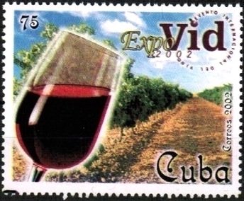 (№4436) Марка Куба 2002 год &quot;Бокал вина и виноградника&quot;, Гашеная