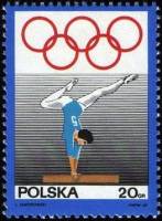 (1969-012) Марка Польша "Гимнастика"   50 лет национальному Олимпийскому комитету III Θ