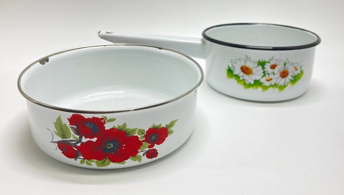 Ковшик + миска эмалированные